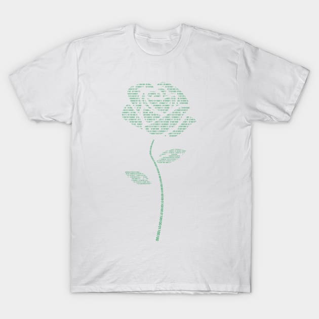 Womens Computer Binary Code Rose Flower - Womens Programmer IT Geek T-Shirt by Vaporwave